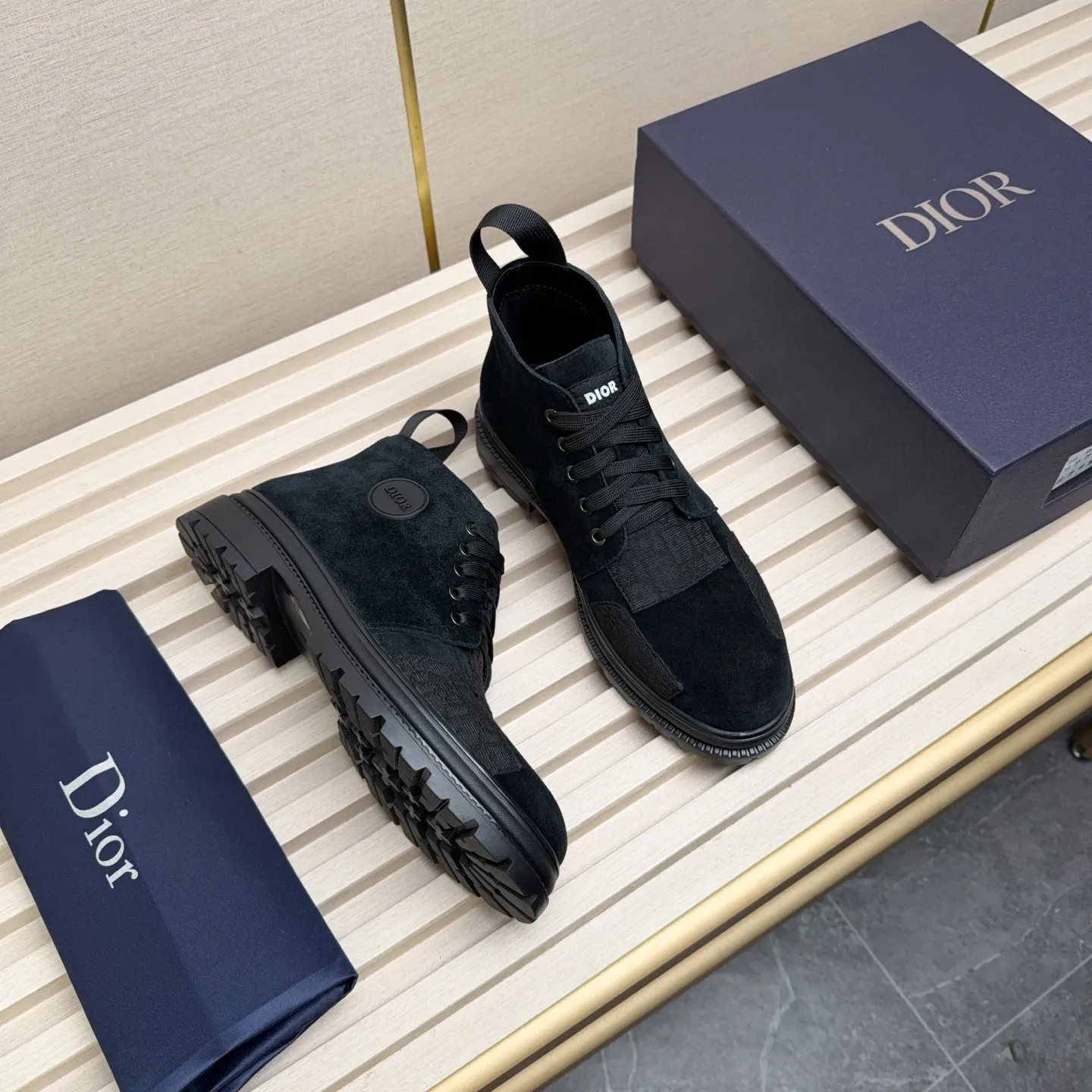 Men's Shoes 💰440 Dior A practical choice that combines protection with classic style. Made from durable Rugged Calf leather, it's tumbled and hand-finished to create a soft suede feel with a rich texture. Elastic side panels and subtle cutouts are inspired by the classic Chelsea boot. Leather upper and lining with Kummel tabs at front and rear, rubber outsole